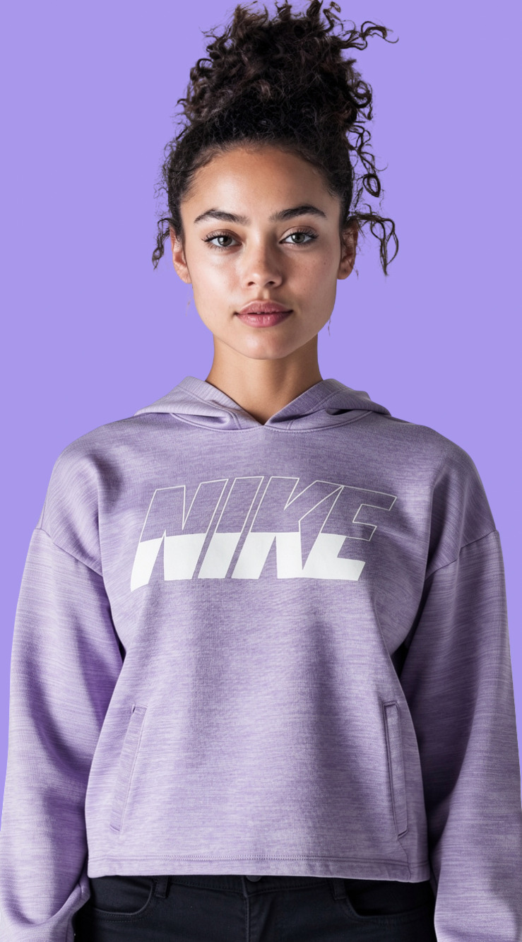 Nike Dri-FIT Loose Fit Graphic Pullover Hoodie in Lavender